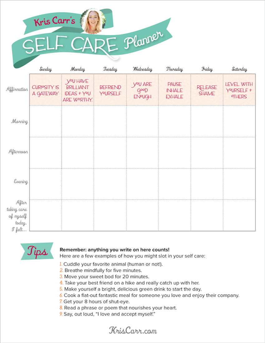 A SelfCare Planner To Get You Through The Week (Infographic